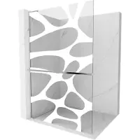 Mexen Kioto+ L douchewand met plank Walk-in 110 x 200 , witte golf, chroom - 800-110-123-01-97