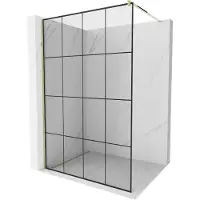 Mexen Kioto douchewand Walk-in 140 x 200 , zwart rooster 8 mm, goud - 800-140-101-50-77
