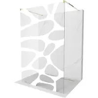 Mexen Kioto vrijstaande douchewand 100 x 200 , witte golf 8 mm, goud - 800-100-002-50-97