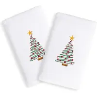 Linum Home Textiles TR00-2HT-TREE-2 Christmas Tree Geborduurde Handdoeken (Set van 2), 2 Stuks