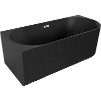 Mexen Gia vrijstaand hoekbad met ribbels links 150 x 75 , zwart mat, overloop goud geborsteld - 52701507571L-55
