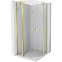Mexen Mist halfronde douchecabine met draaideur 90 x 90 , transparant, geborsteld goud - 8A32-090-090-55-00