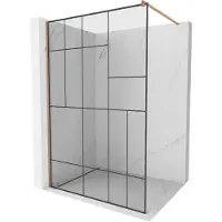 Mexen Kioto douchewand Walk-in 110 x 200 , zwart patroon 8 mm, geborsteld koper - 800-110-101-65-78
