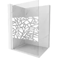 Mexen Kioto+ L douchescherm met plank Walk-in 100 x 200 , wit patroon, wit - 800-100-123-20-85
