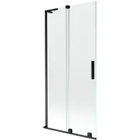Mexen Velar L badwand 2-delig schuifbaar 90 x 150 , transparant, zwart - 896-090-003-01-70