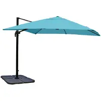 Mendler Zweefparasol -A96, parasol, 3x3m (Ø4.24m) polyester/aluminium 23kg ~ turquoise met voet