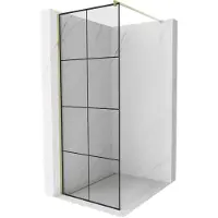 Mexen Kioto douchewand Walk-in 80 x 200 , zwart raster 8 mm, goud - 800-080-101-50-77
