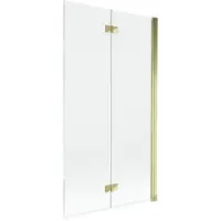 Mexen Mist badwand 2-delig, rechts 100 x 150 , transparant, goud - 8A9-100-002-50-00-P