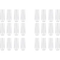 Tlily 24 plastic champagneflûtes zonder steel - 9 oz glazen helder