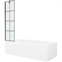 Mexen Vega rechthoekig bad 180 x 80 met ombouw en 1-vleugel scherm 50 , zwart patroon - 550118080X9505007077