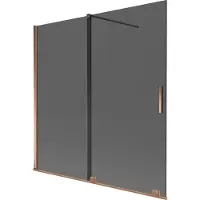 Mexen Velar badwand 2-delige schuifbare 160 x 150 , grafiet, roze goud - 896-160-000-41-60