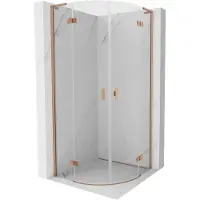 Mexen Mist L halfronde douchecabine scharnierend 100 x 100 , transparant, geborsteld koper - 8A33L-100-100-65-00
