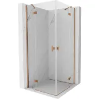 Mexen Mist-H Duo kwartronde douchecabine 95 x 95 , transparant, geborsteld koper - 8A5-095L-095P-65-00