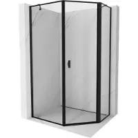 Mexen Mist vijfhoekige asyetrische douchecabine, klapdeur rechts 80 x 100 , zwart frame, zwart - 8A8-080-100-70-70-P
