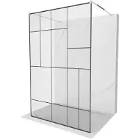 Mexen Kioto vrijstaande douchewand 130 x 200 , zwart patroon 8 mm, chroom - 800-130-002-01-78