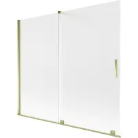 Mexen Velar badwand 2-delig schuifbaar 180 x 150 cm, matglas, goud - 896-180-000-31-50