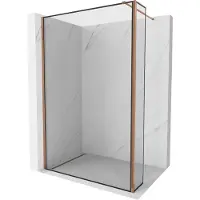 Mexen Kioto douchewand Walk-in 160 x 40 , zwarte lijst, roségoud - 800-160-212-60-70-040