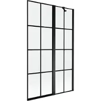 Mexen Mist badscherm 2-delig rechts 110 x 150 , zwart raster, zwart - 8A9-110-011-70-77-P