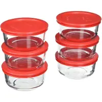 Pyrex 6-delige glazen voedselbewaarset met deksels (12-delig)