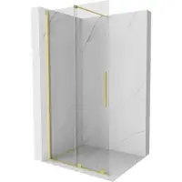 Mexen Velar schuifbare douchewand Walk-in 80 x 200 , transparant 8 mm, goud geborsteld - 871-080-000-03-55