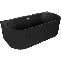 Mexen Sella vrijstaande badkuip voor wandmontage, geribbeld, 170 x 80 , zwart mat, overloop geborsteld nikkel - 52711708071-97