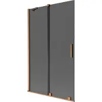 Mexen Velar badwand scherm 2-delige schuifdeur 110 x 150 , grafiet, geborsteld koper - 896-110-000-41-65