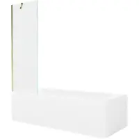 Mexen Vega rechthoekig bad 180 x 80 met ombouw en 1-vleugelig scherm 60 , transparant, goud - 550118080X9506000050