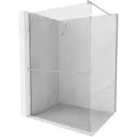 Mexen Kioto+ douchescherm met plank Walk-in 110 x 200 , transparant, geborsteld nikkel - 800-110-121-97-00