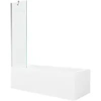 Mexen Cubik rechthoekig ligbad 150 x 70 met ombouw en 1-vleugelig 50 scherm, transparant, chroom - 550315070X9505000001