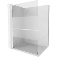 Mexen Kioto+ L douchescherm met plank Walk-in 80 x 200 , transparant/mat, wit - 800-080-123-20-35