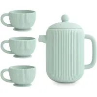 Mushie siliconen babytheespeelset | 4-delig keukenspeelspeelgoed voor peuters vanaf 10 maanden (Cambridge blauw)