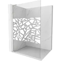 Mexen Kioto L douchewand Walk-in 100 x 200 , wit patroon, geborsteld nikkel - 800-100-103-97-85
