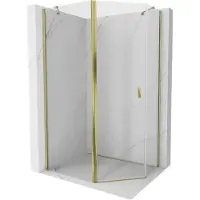 Mexen Mist asyetrische vijfhoekige douchecabine scharnierend 100 x 80 , transparant, goud - 8A8-100-080-50-00