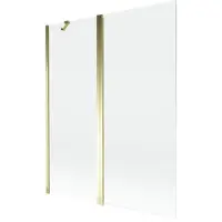 Mexen Mist badwand tweevleugelig 140 x 150 , transparant, goud - 8A9-140-011-50-00