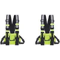 Torribaly 2X Walkie Talkie Dubbele Borsttas Radio Reflecterende Borstharnas Houder Tas Vest Rig Walkie Talkies Voorpakket Etui B