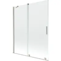 Mexen Velar tweedelige schuifbare badwand 140 x 150 , transparant, geborsteld nikkel - 896-140-000-01-97