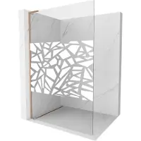 Mexen Kioto L douchewand Walk-in 120 x 200 , wit patroon, geborsteld koper - 800-120-103-65-85