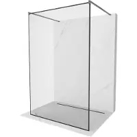 Mexen Kioto vrijstaande douchewand 130 x 200 , zwart frame 8 mm, gunmetal - 800-130-002-95-70
