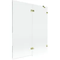 Mexen Lunar badwand 2-delig rechts 140 x 150 , transparant, goud - 897-140-100-50-00-P