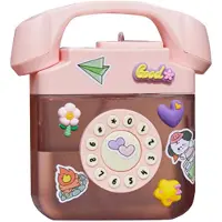 Typecat Creatives Retro Telefoon Vorm Waterfles met Verstelbare Schouderband, Drinkflessen 3D Sticker (Roze)