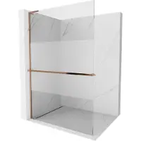 Mexen Kioto+ L Douchewand met plank Walk-in 120 x 200 , transparant/frost, roze goud - 800-120-123-60-35