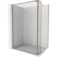 Mexen Kioto douchescherm Walk-in 160 x 30 , zwart frame, geborsteld koper - 800-160-212-65-70-030