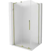 Mexen Velar L schuifdouchecabine 100 x 90 , matglas, goud - 871-100-090-33-50