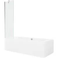 Mexen Cube rechthoekig bad 180 x 80 met ombouw en 1-delige paravent 50 , transparant, chroom - 550518080X9505000001