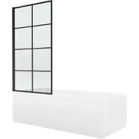 Mexen Cubik rechthoekig bad 160 x 70 met ombouw en 1-delige scherm 80 , zwart patroon - 550316070X9308017077