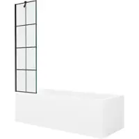 Mexen Cubik rechthoekig bad 170 x 70 met ombouw en 1-delige scherm 50 , zwart patroon - 550317070X9505007077