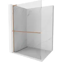 Mexen Kioto+ L douchewand met plank Walk-in 60 x 200 , transparant, geborsteld koper - 800-060-123-65-00