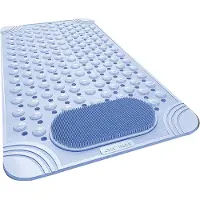 Semoic Badmat, antislip, rubberen douchemat met afvoergaten, zuignappen, snelle afvoer, voetmassage, badblauw