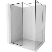 Mexen Kioto douchewand Walk-in 120 x 120 , zwart frame, geborsteld nikkel - 800-120-202-97-70-120