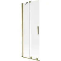 Mexen Velar badscherm 2-delig schuifbaar 75 x 150 cm, matglas, goud - 896-075-000-31-50